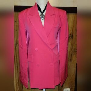Ovi Vibrant Pink Double-Breasted Blazer